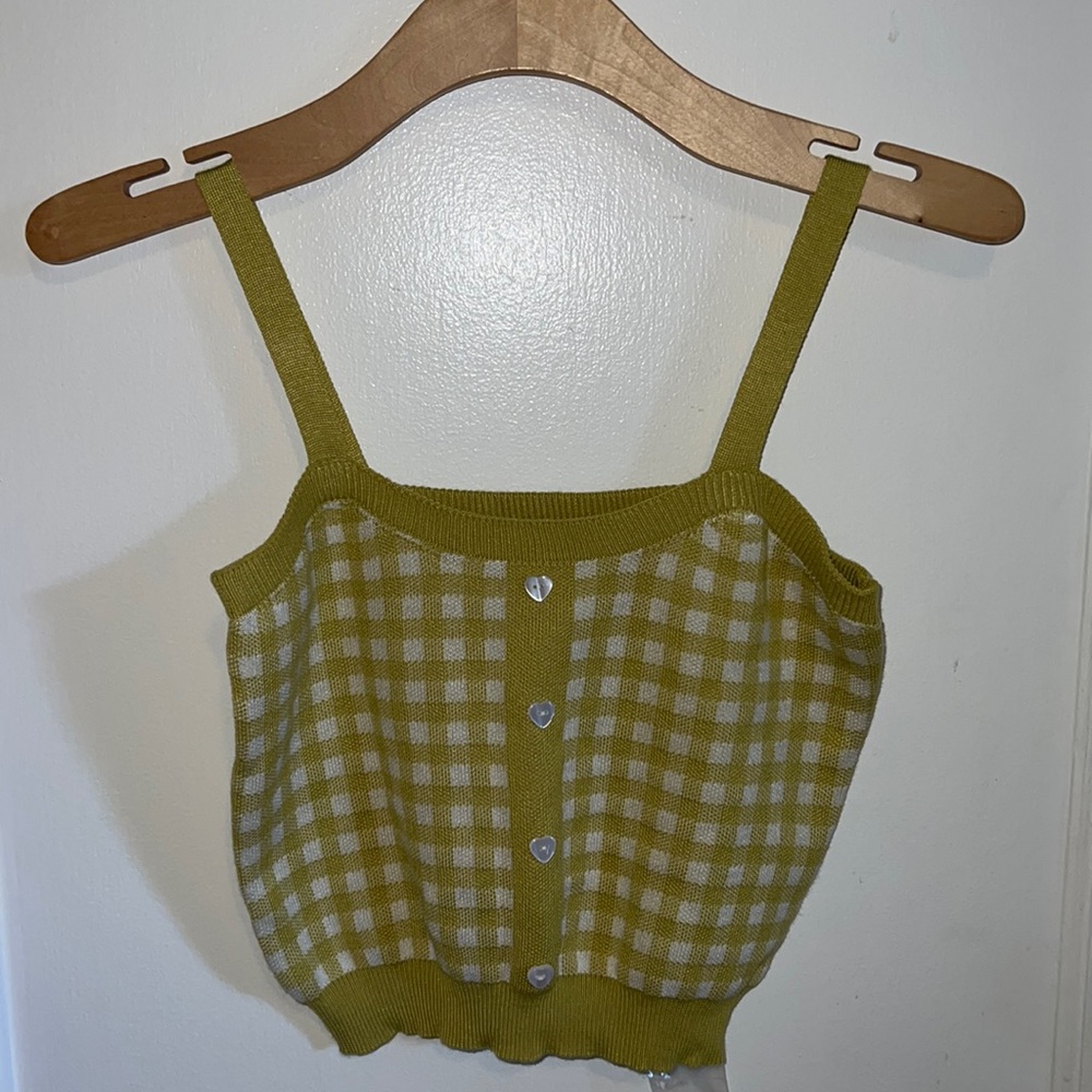 Gingham cropped sweater tank